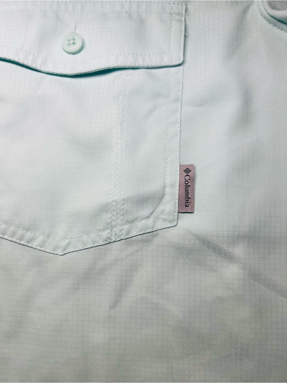 Columbia Men’s L Short Sleeve Outdoor Fishing Shirt Mint Green Mesh Lined - Picture 6 of 6